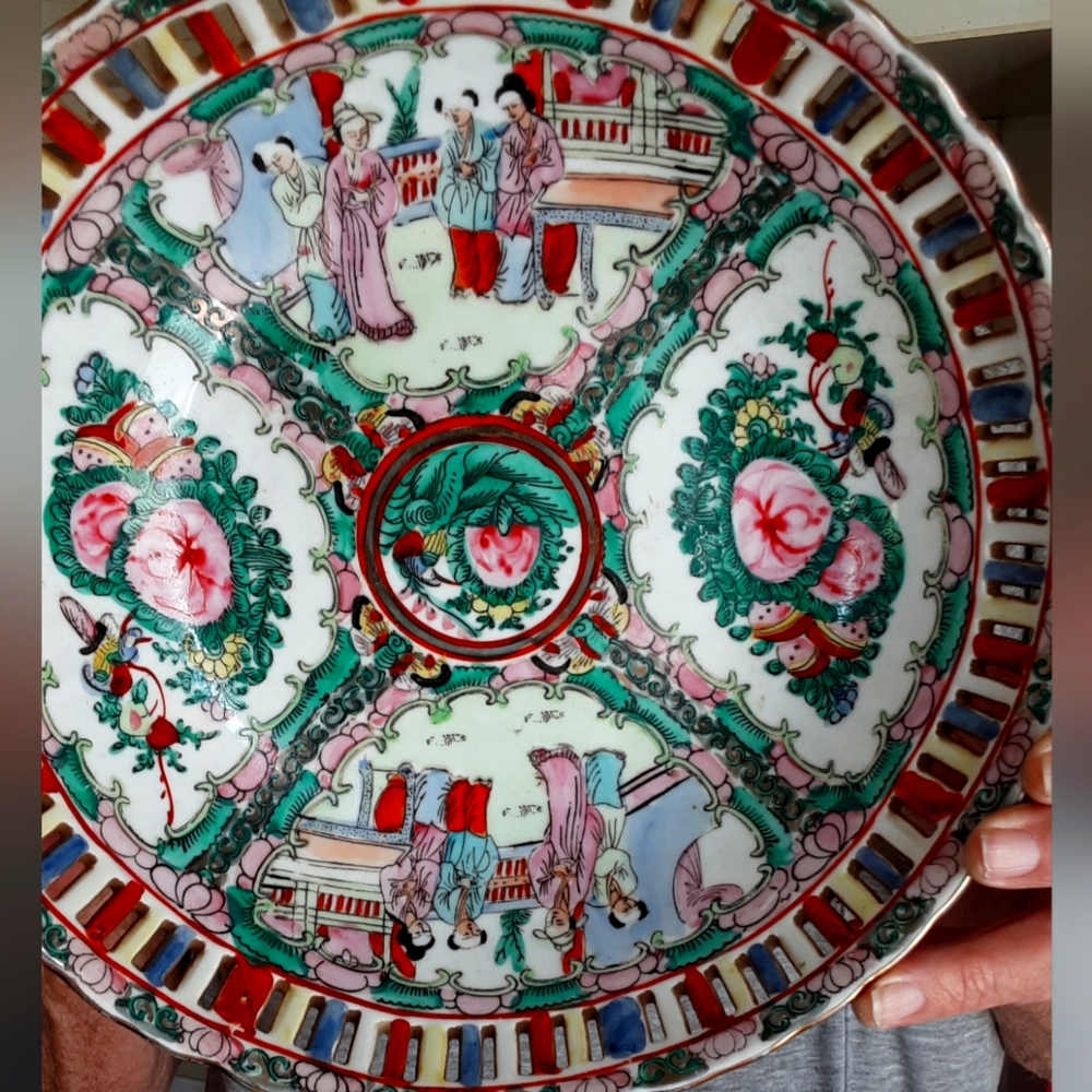 Oriental Bowl  Hand Painted in Hong Kong